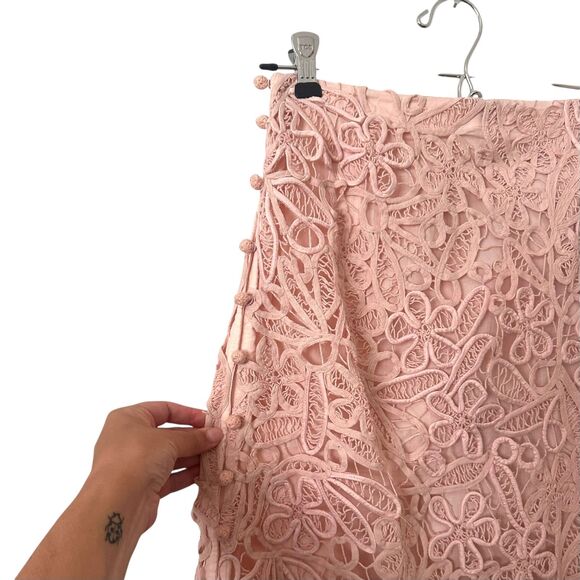 SEA NEW YORK Floral Crochet Midi Skirt Pink‎ Sz 6 - Picture 3 of 5